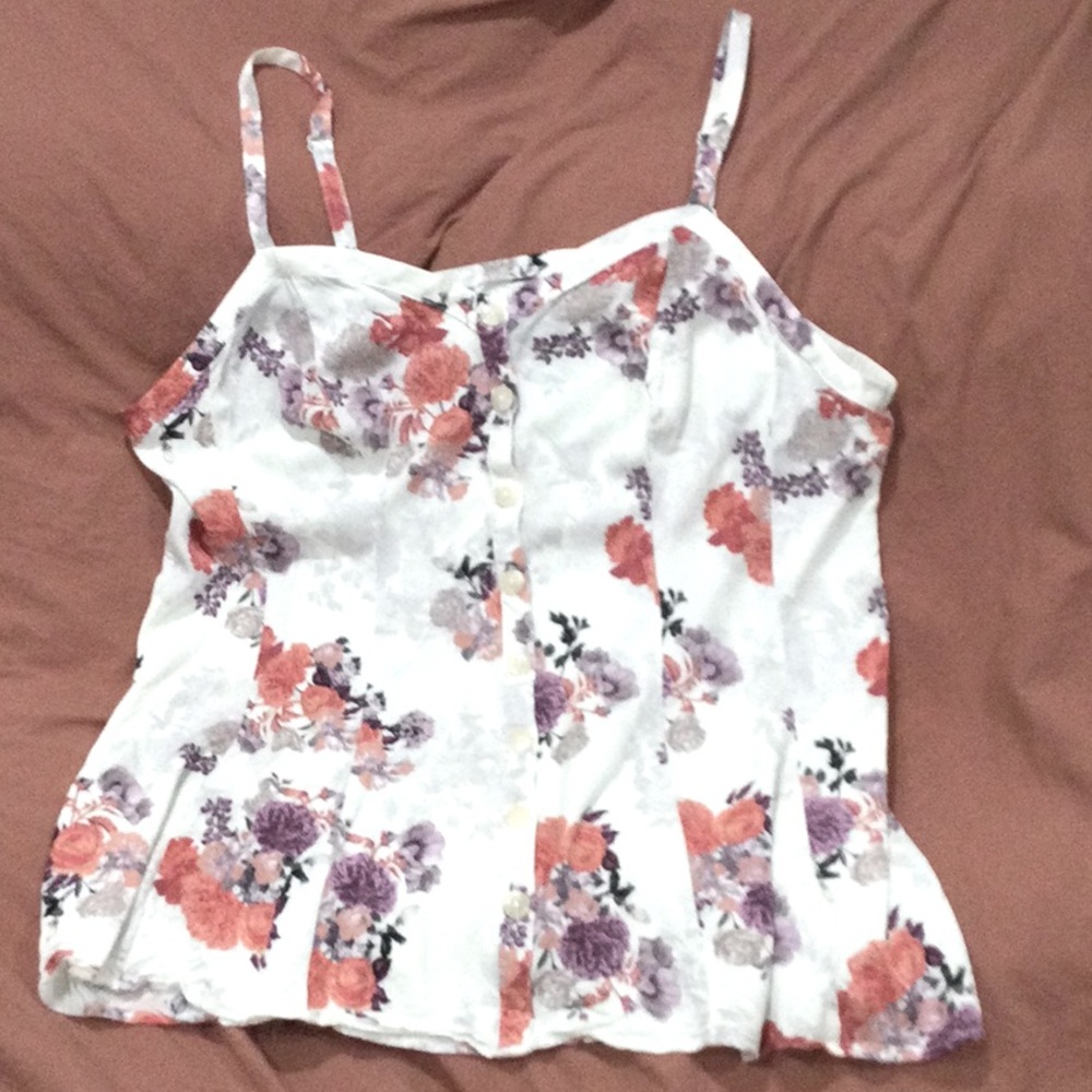 Torrid white floral tank top